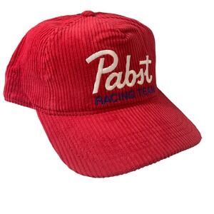 Pabst Blue Ribbon PBR Racing Team Red Corduroy Adjustable Snapback Cap Hat OSFM